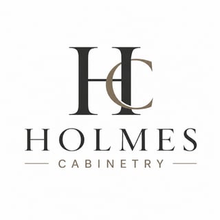 Holmes Cabinetry logo featuring stylized HC initials with decorative line elements